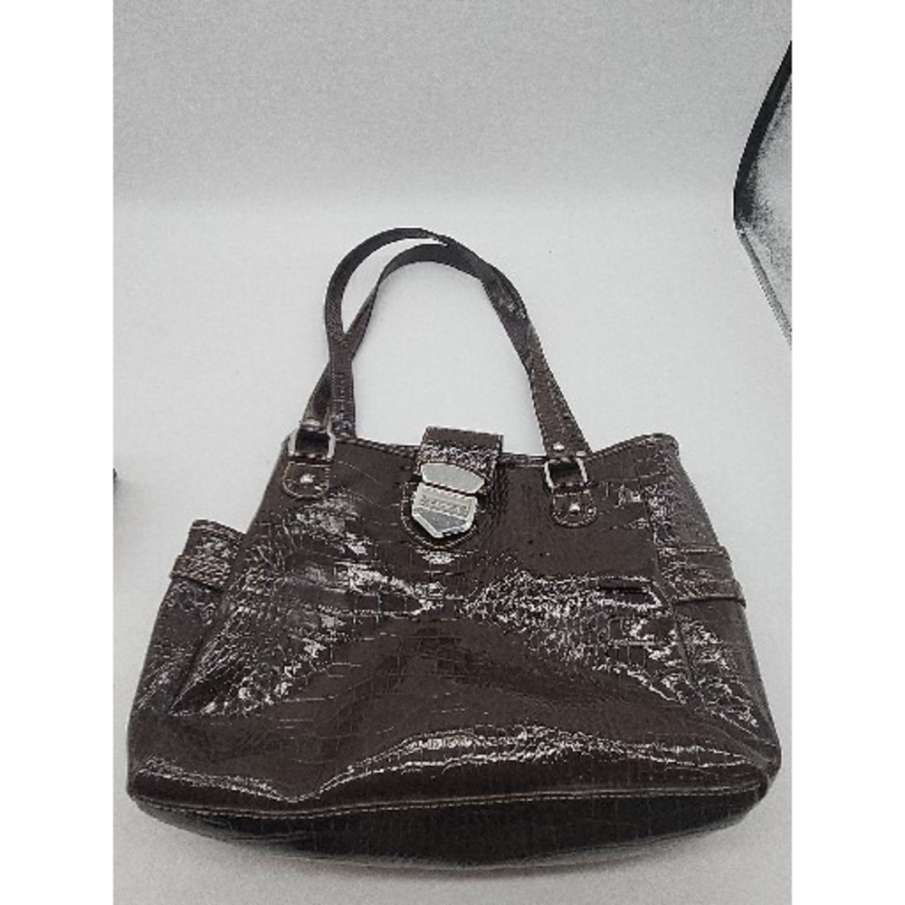 Liz Claiborne Brown Tote Bag Animal Print Side Pockets EUC